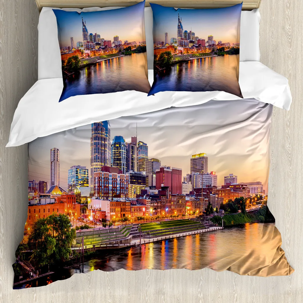 ABAKUHAUS Stati Uniti Copripiumino, Cumberland River, antiacaro, adatto a chi soffre di allergie, con federe, 200 cm x 200 cm - 80 x 80 cm, multicolore