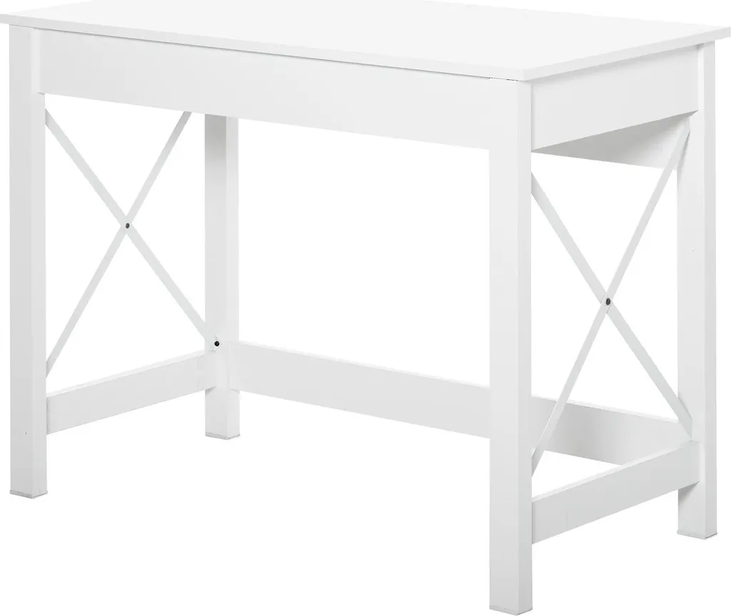 Petit bureau d'ordinateur pour étudiant, table de travail blanche 105x50 cm