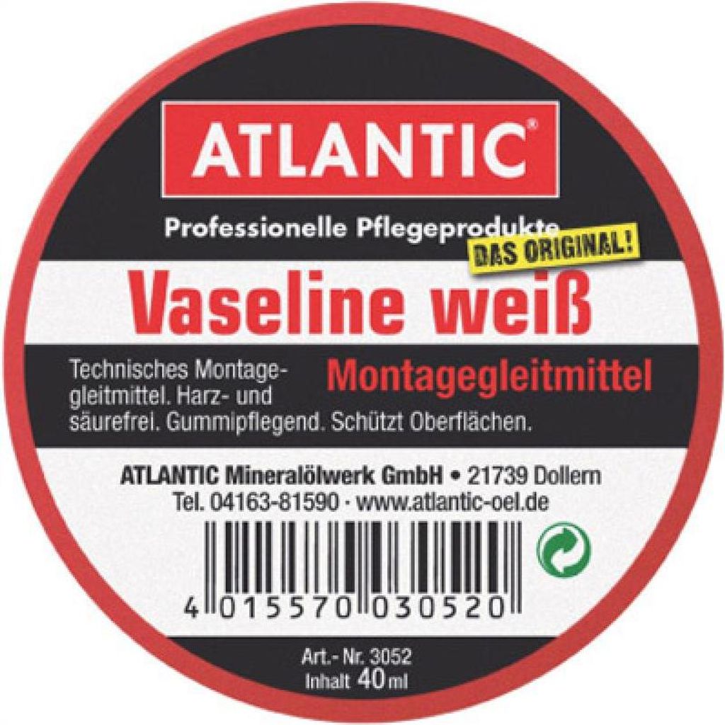 Atlantic Vaseline 40ml Montagegleitmittel Weiß Säurefrei Harzfrei