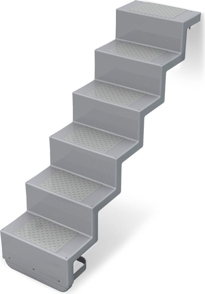 Treppe Eleganz 60 lang | 5-stufig | Randbefestigung lange Ausführung | Silbergrau