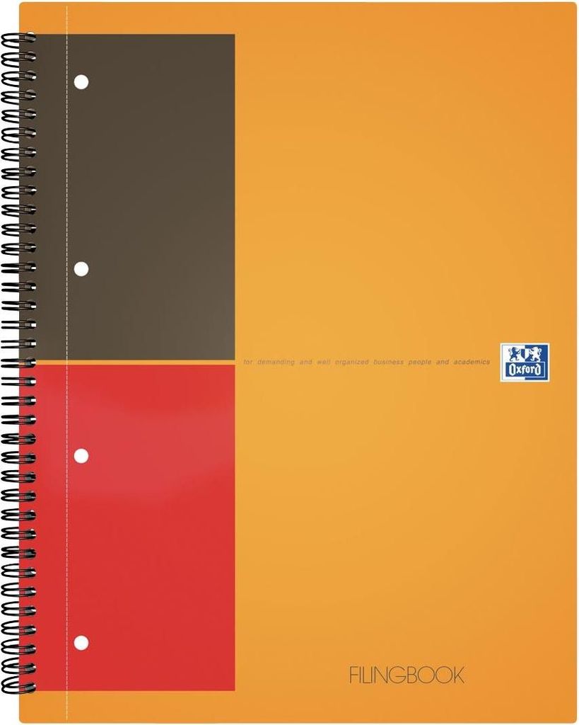 Oxford International Notizblock "FILINGBOOK" liniert DIN A4+ 100 Blatt