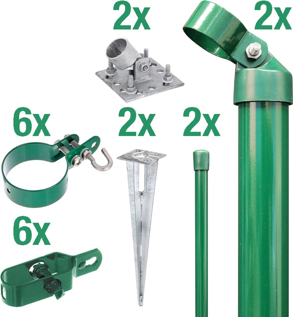 Alberts Zauneck-Set für Mahschendrahtzaun mit Bodenhülsen, Höhe 100 cm, grün
