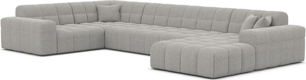 Strukturstoff U-Form XL Wohnlandschaft Nivara Hellgrau Rechts