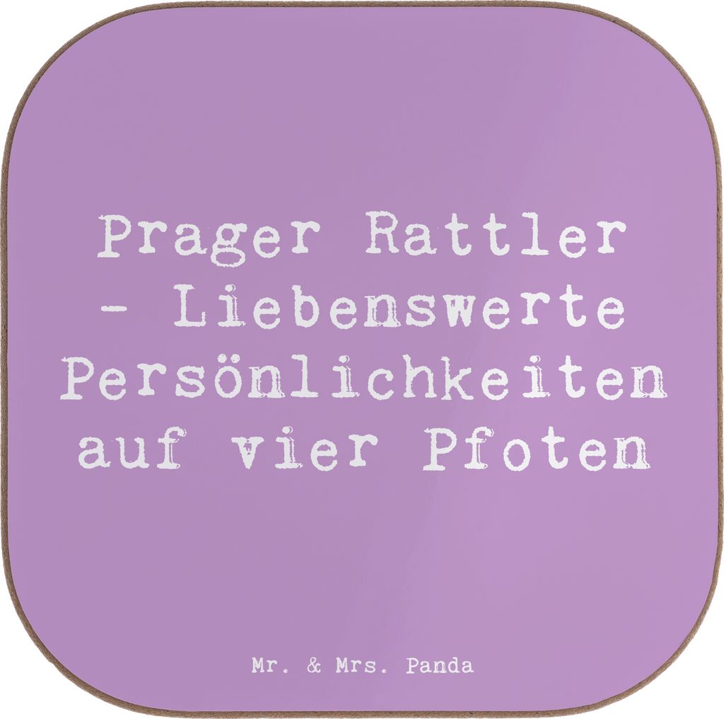 Mr. & Mrs. Panda Tassen Untersetzer Spruch Prager Rattler - Lavendeltraum - Geschenk, Hunderassen Charakter, Holzuntersetzer, für Gläser, gläser...