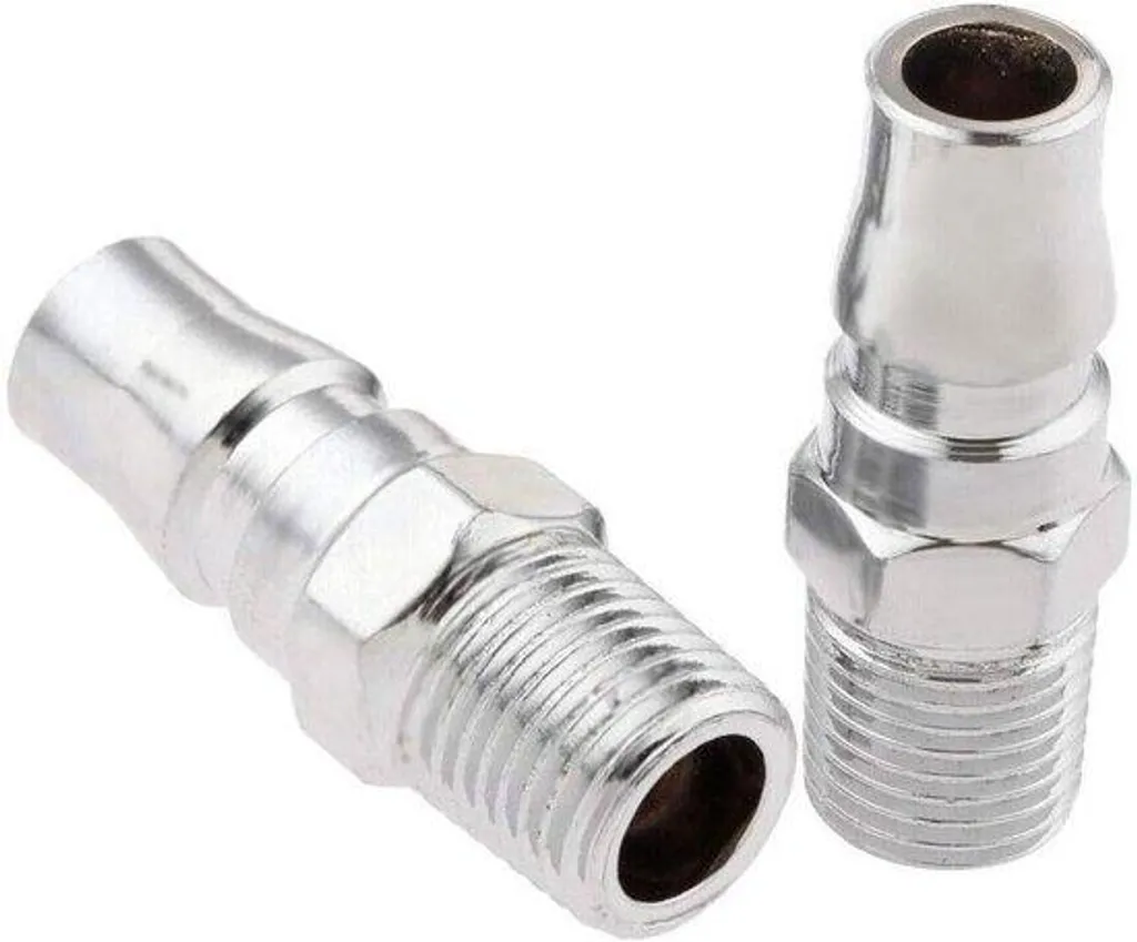 Raccord rapide mâle 1/4 pouce en acier argenté pour tuyau d'air comprimé