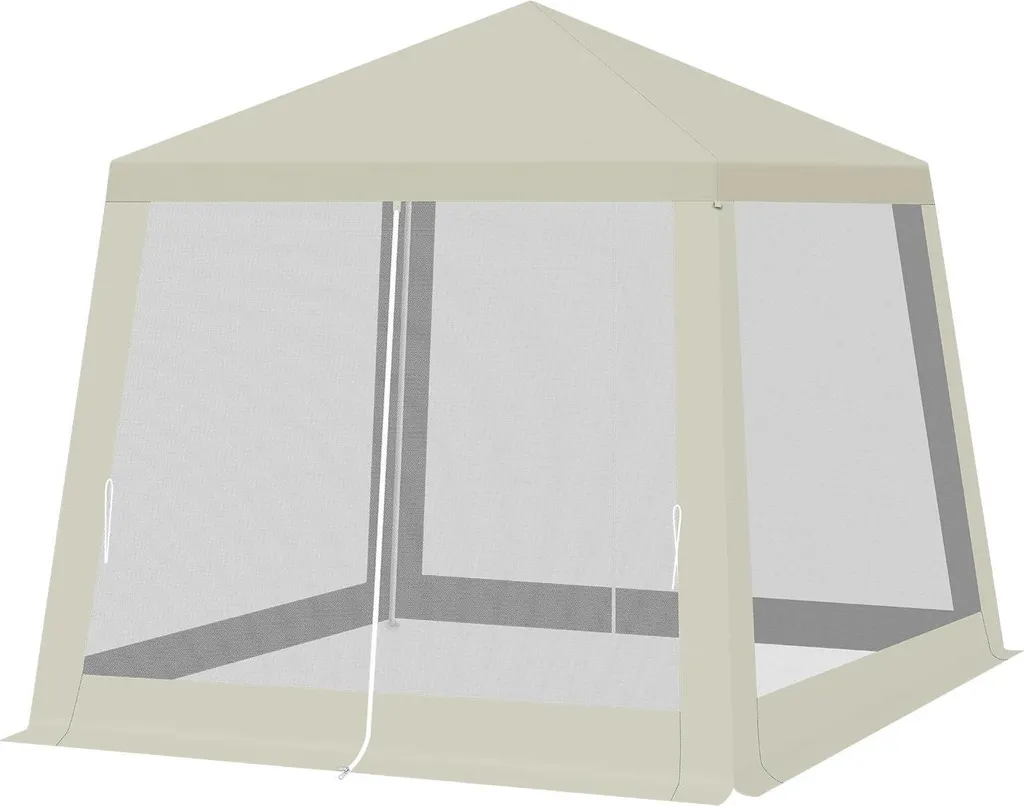 Tente de pavillon 3x3 m blanche - Tonnelle de jardin moustiquaire complète