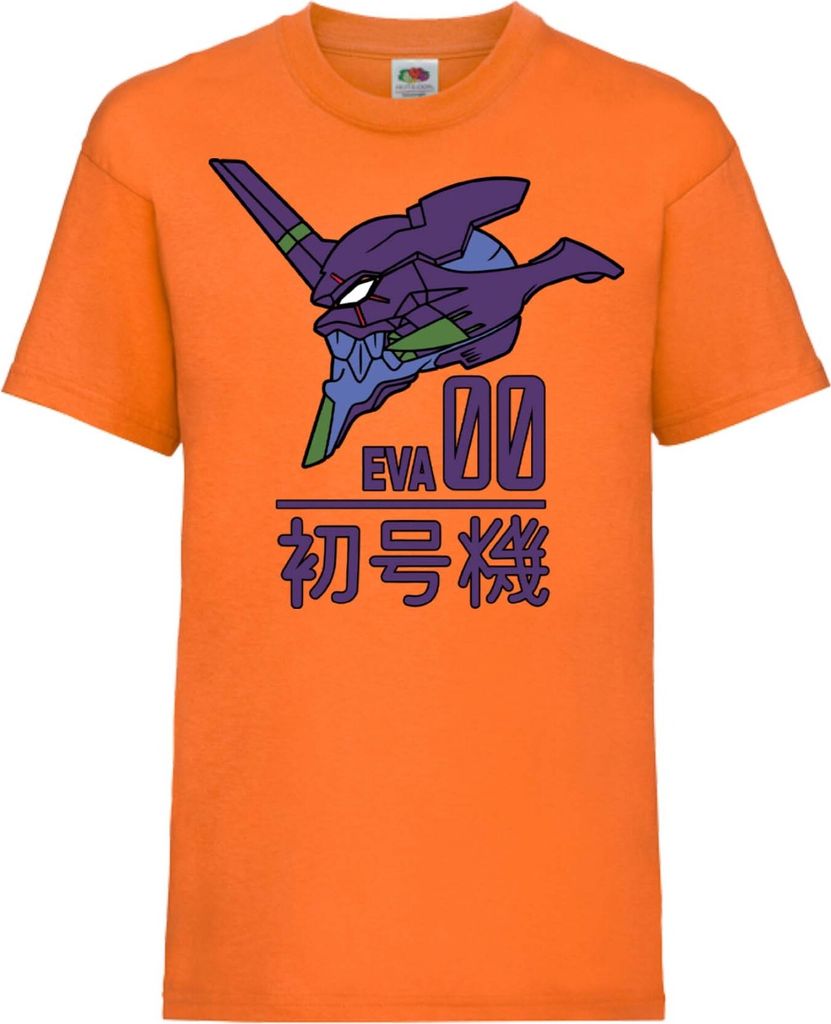 Kinder T-Shirt Neon Anime Genesis Manga Evangelion Eva Unit 00 Eva Genesis, 3-4 Jahr - 104 / Orange