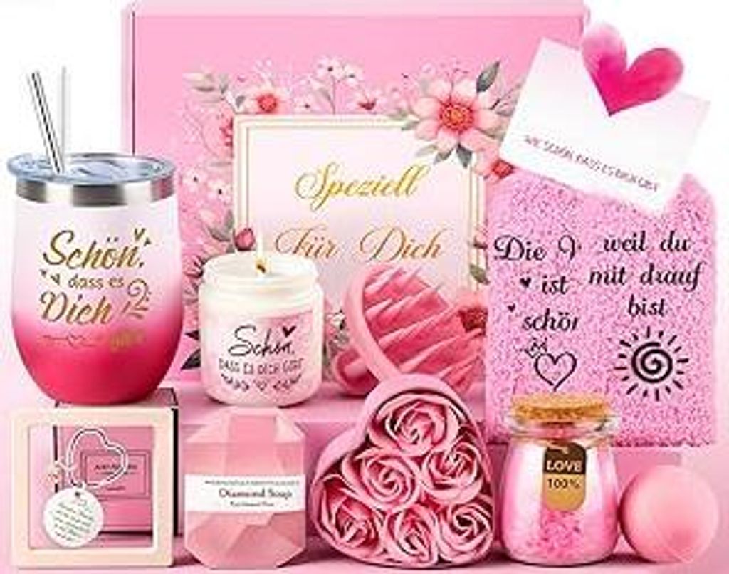 Giftota Geschenke für Frauen, Rosa 11-tlg. Spa Selfcare Geschenkidee für Frauen, Wellness Geschenkset Freundin Geburtstag Valentinstag Muttertag ...