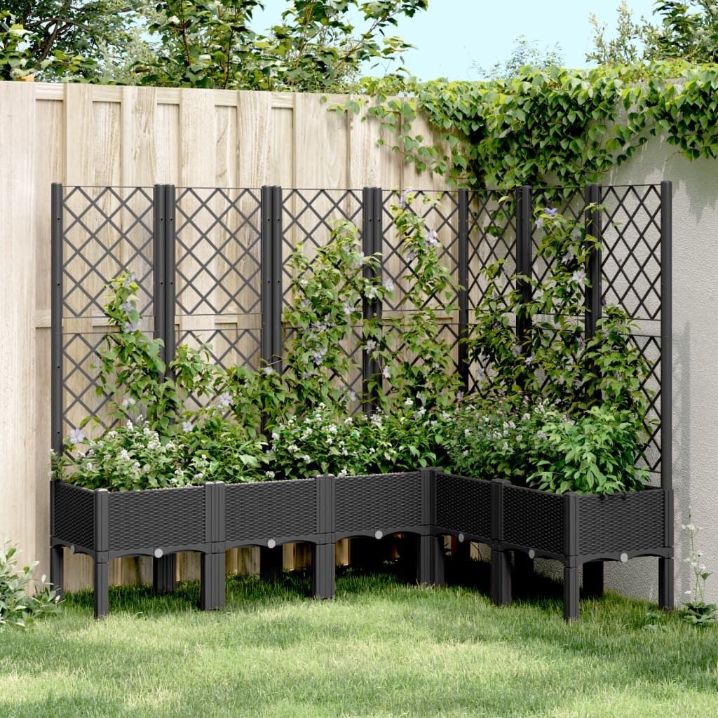 Maison Exclusive - Pflanzkübel mit Rankgitter Schwarz 160x120x142 cm PP