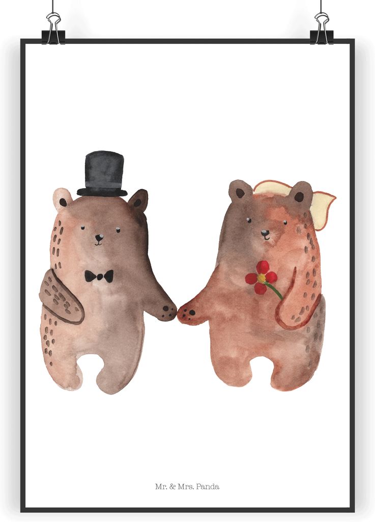 Mr. & Mrs. Panda Bild Bär Heirat DIN A3 - Weiß - Geschenk, wandkunst, drucke, Teddy, Verheiratet Heirate Hochzeit Hochzeitsgeschenk Hochzeitspaar...