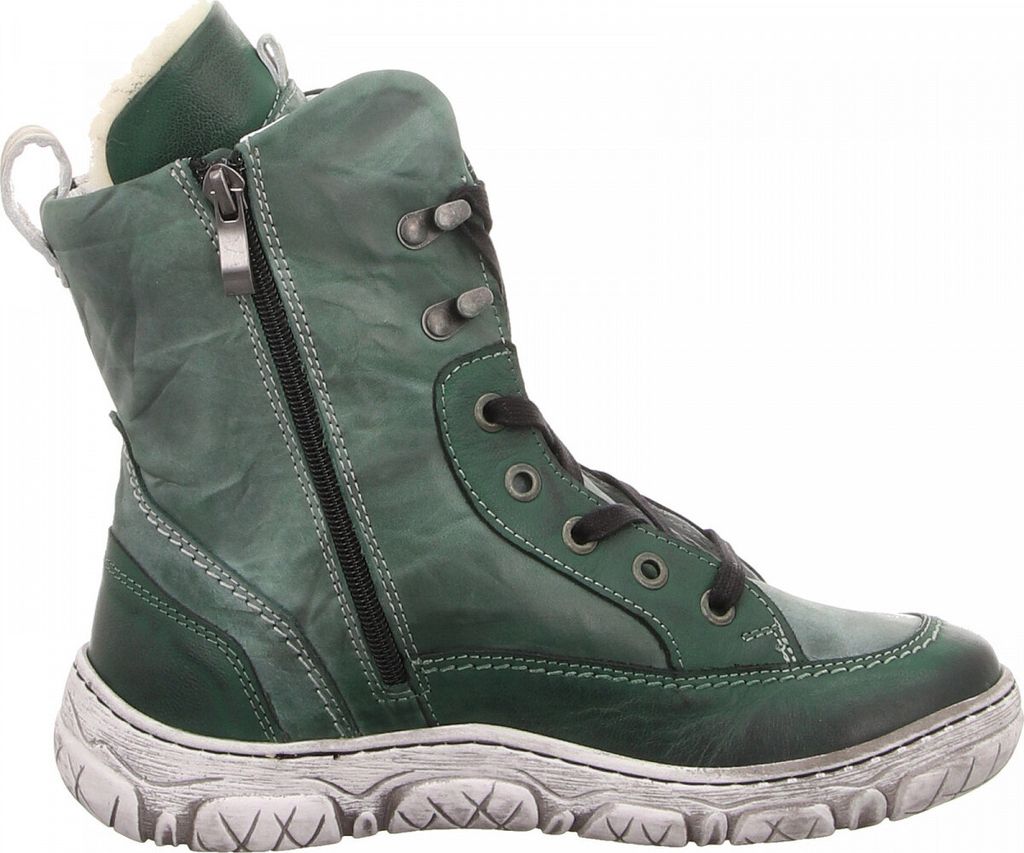 KRISBUT Damen Schnürstiefel Rot - Glattleder Boots Mit Reißverschluss