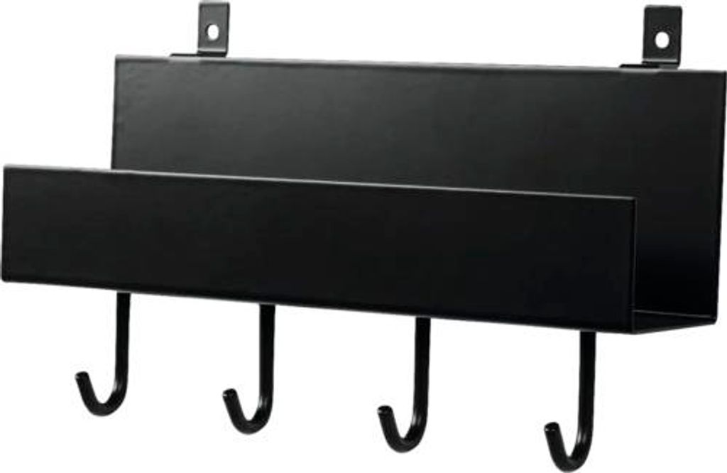 Fjordwall Regal schwarz 4 Haken inkl. Schrauben 215 mm für Akustikpaneel