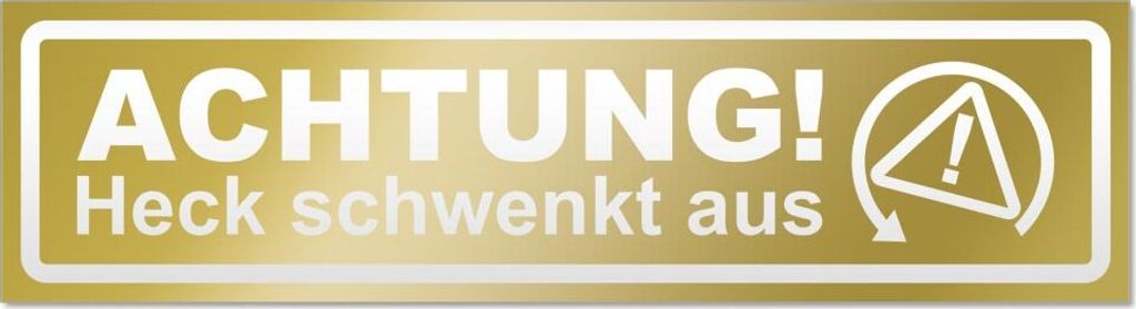 Achtung Heck schwenkt aus invertiert Magnetschild Schild magnetisch