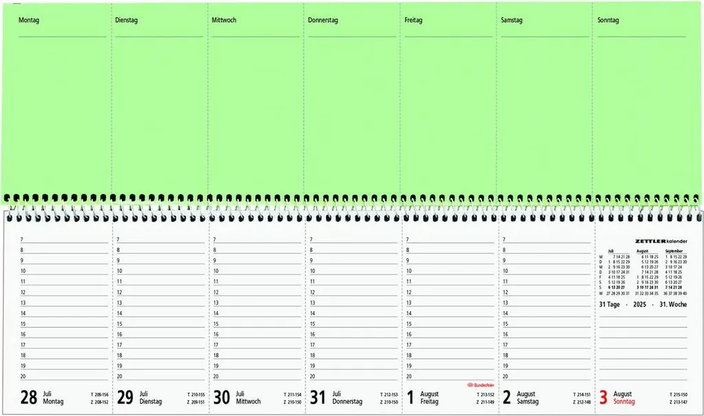 ZETTLER 136-0011 Calendrier de Bureau Mensuel 36x10,5 cm Compact