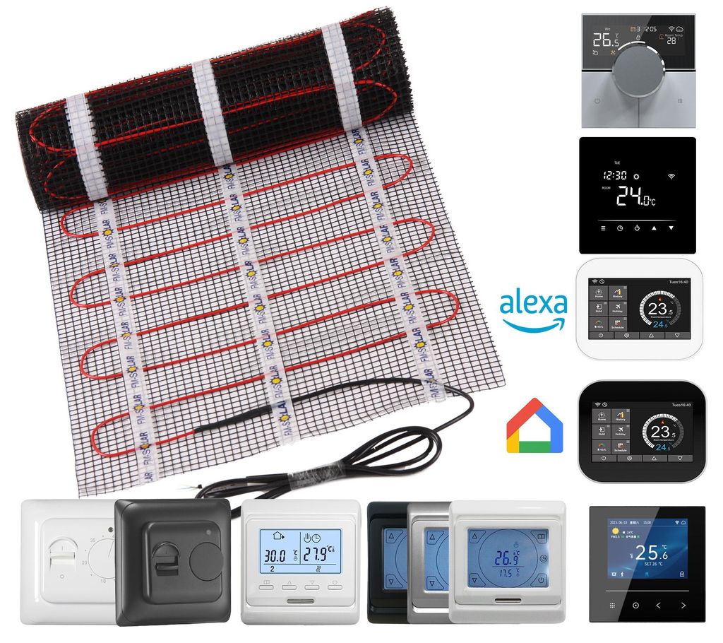 6m² Elektrische Fußbodenheizung 150W/m² elektro Bodenheizung TWiIN Fliese 900W