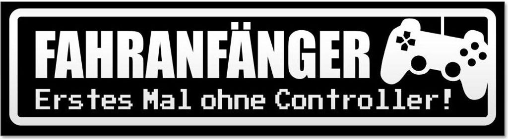 Kiwistar - Autoaufkleber - Schwarz - 30 x 8 cm - Fahranfänger - ohne Controller invertiert - Hinweis Aufkleber Sticker für Auto, Kfz, Fahrrad, PK...