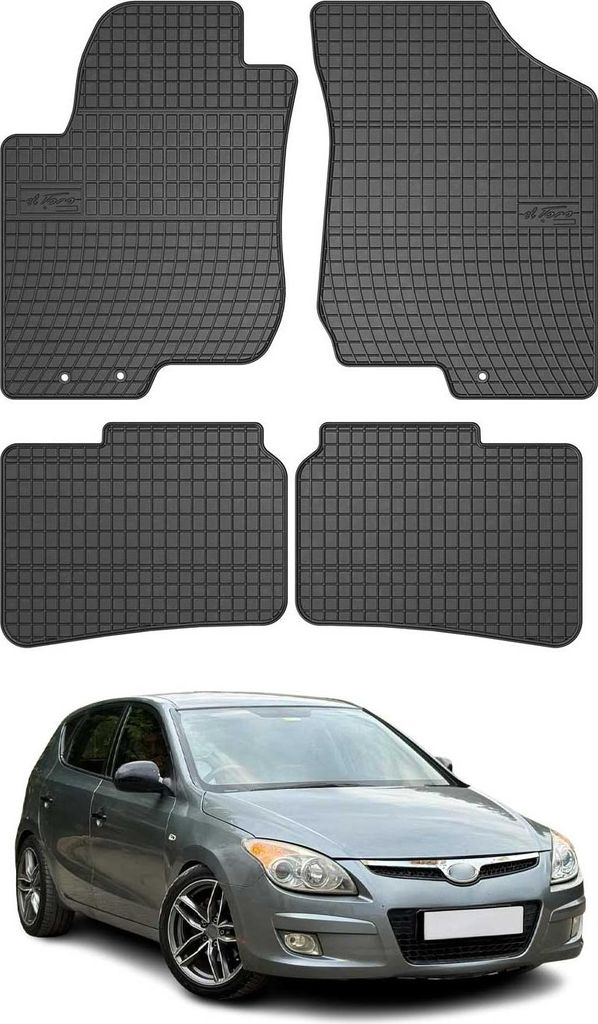 2007-2012 Hyundai i30 Fußmatten Gummi Schwarz 4 tlg Produktbild 