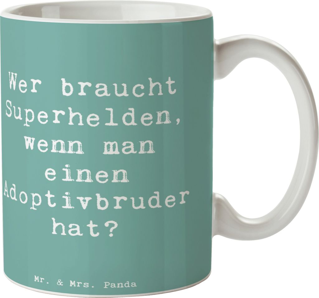 Mr. & Mrs. Panda Tasse Spruch Held Adoptivbruder - Meeresbrise - Geschenk, Geschwisterliebe, Familienmitglieder, Kaffeebecher, Familienverbindung, ...