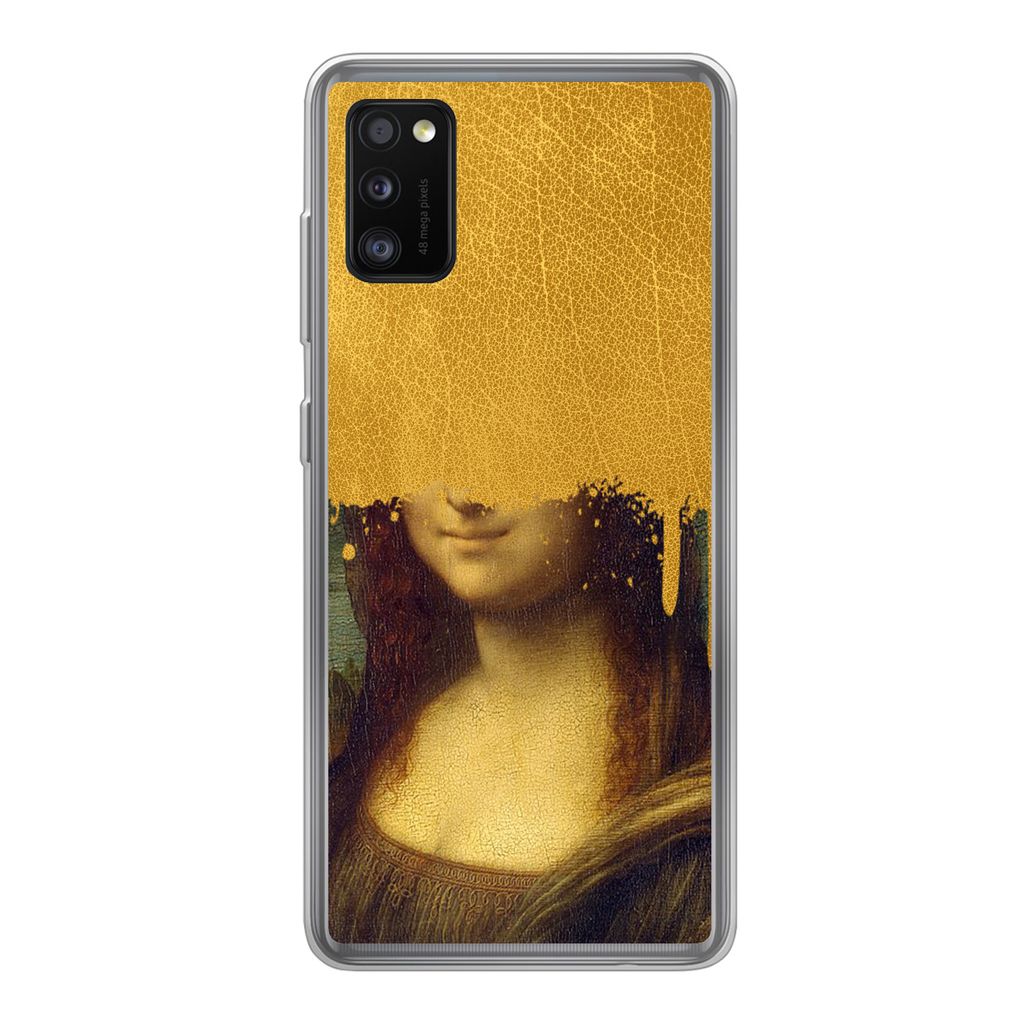 MuchoWow Handyhülle Schutzhülle Hülle für Samsung Galaxy A41 Mona Lisa - Da Vinci - Gold Silikon Softcase Handy Hülle - Mobiltelefon