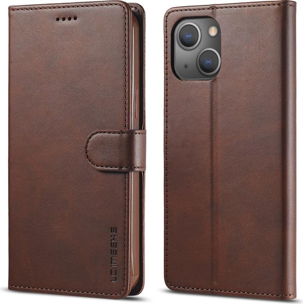 iPhone 13 Hülle - LC.IMEEKE Luxus Klapphülle - Dunkelbraun