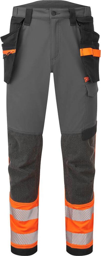 Portwest EV4 Warnschutz Stretch Bundhose Klasse 1 mit abnehmbaren Holstertaschen Regulär Orange 42