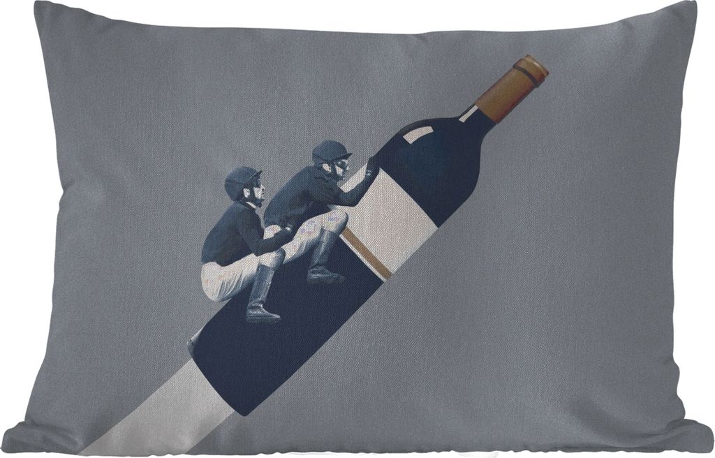 MuchoWow Outdoor Kissen - Flasche - Männer - Vintage - 50x30 cm - Wetterfest - Lounge Kissen - Sofa kissen - Wohnzimmer Dekoration