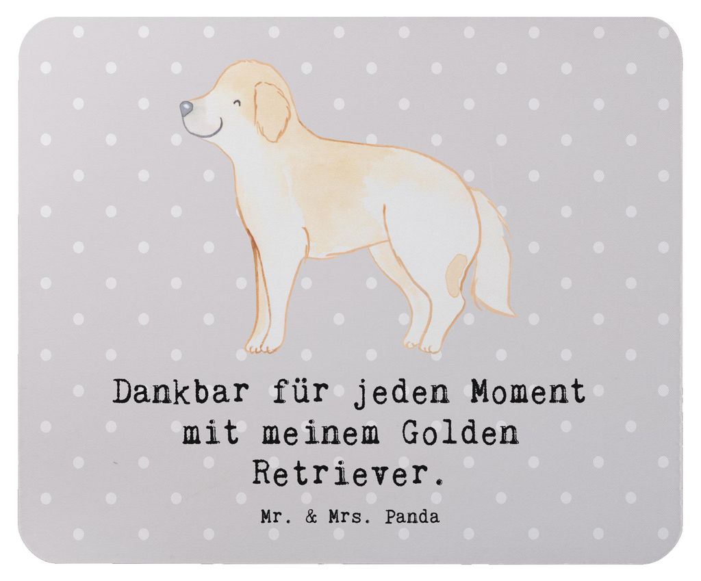 Mr. & Mrs. Panda Mouse Pad Golden Retriever Moment - Grau Pastell - Geschenk, mauspad laptop, mousepad, pc, Goldie Hund