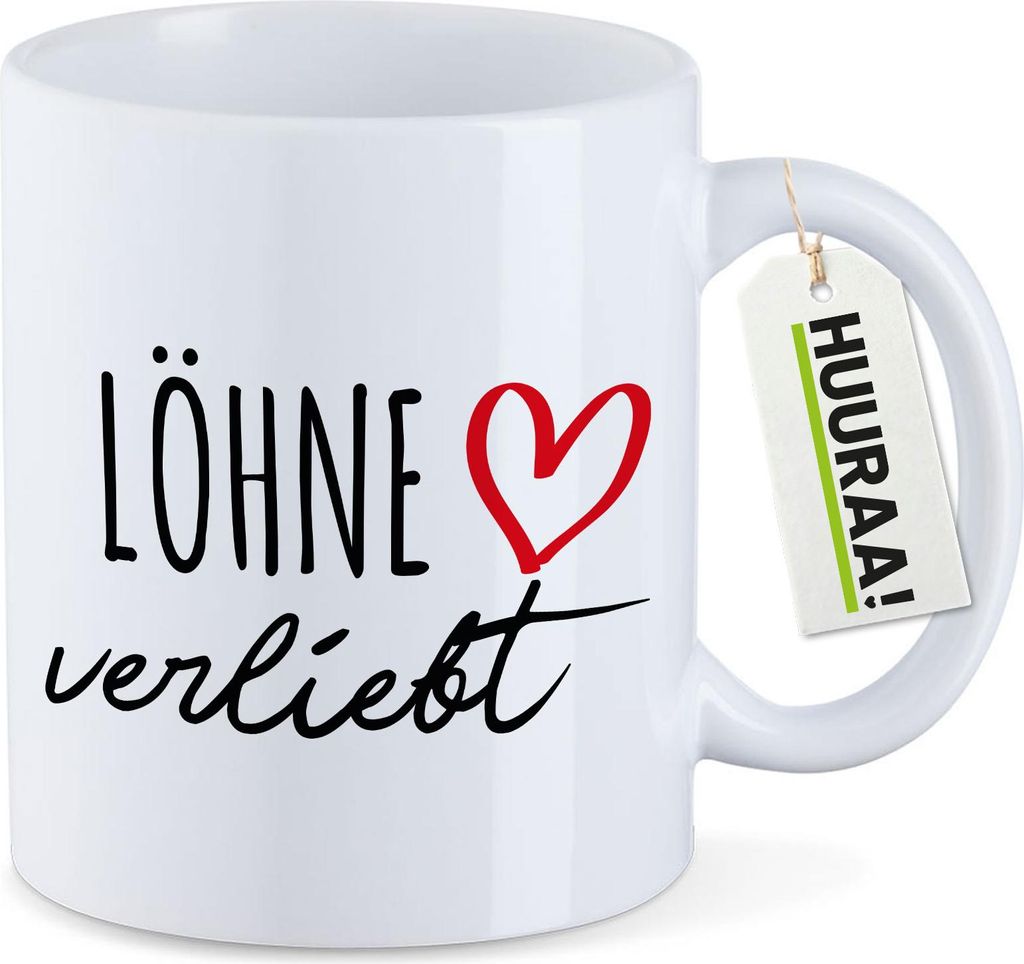 Huuraa Kaffeetasse Löhne verliebt 330ml Weiß Keramik Kaffeebecher Geschenkidee