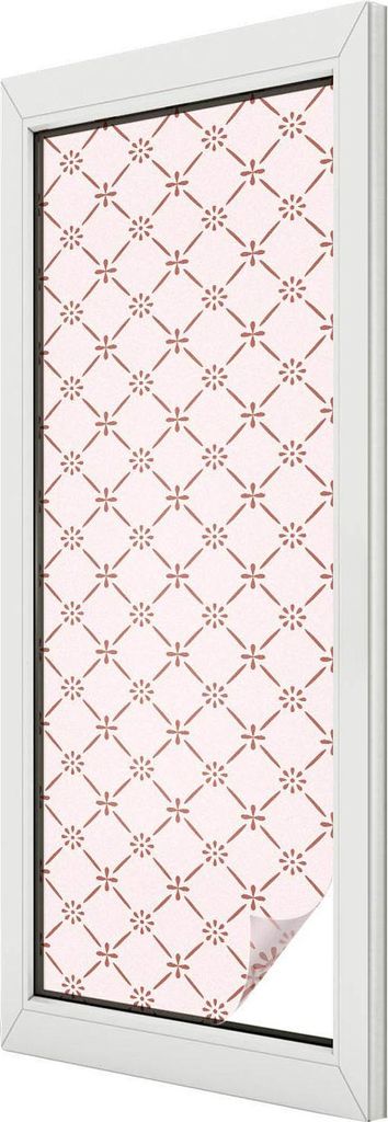 Buntglas Fensterfolie – 146x50 cm – Stained-Glass Design – blickdichte dekorative Sichtschutzfolie – selbstklebend, UV-Schutz – Blumenmuster