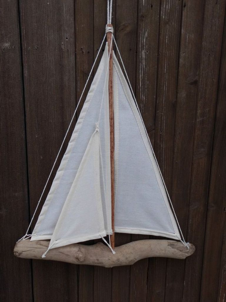 Treibholz Segelboot Segelschiff z. Hängen. Maritimes Deko-Objekt 47cm