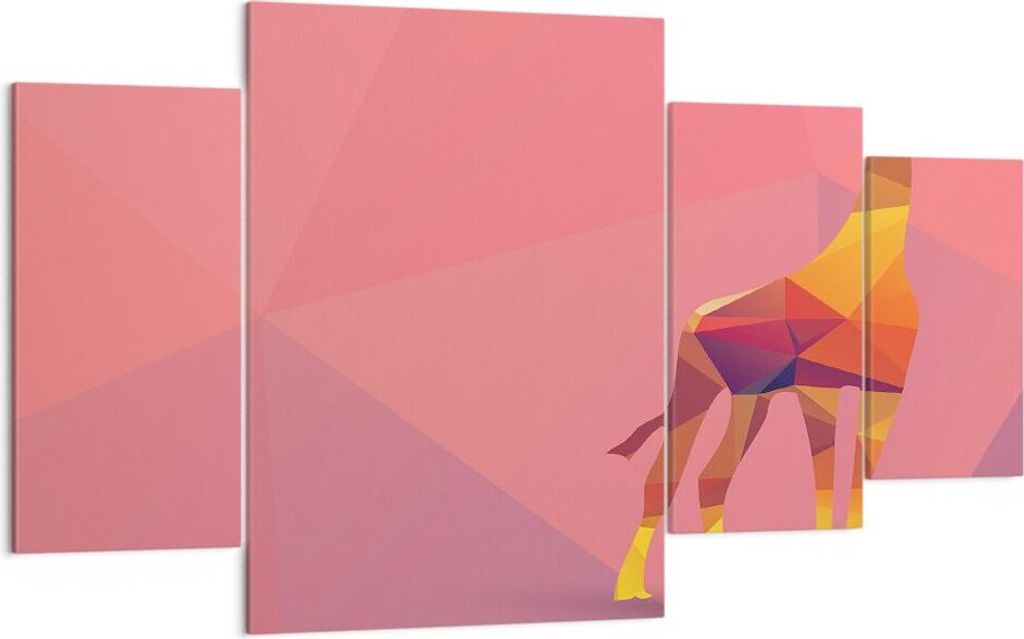Bild auf Leinwand - Leinwandbild - Giraffe modern Grafik - 160x90cm - Wand Bild - Wanddeko - Leinwanddruck - Bilder - Kunstdruck - Wanddekoration -...