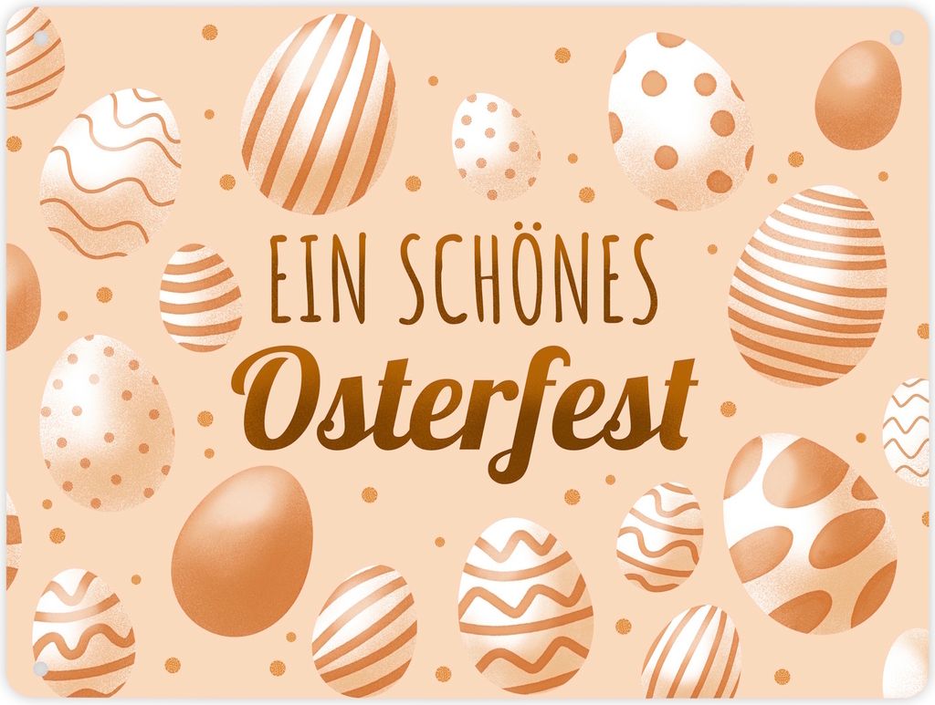 Ein schönes Osterfest Metallschild XL in 21x28 cm mit Ostereiern