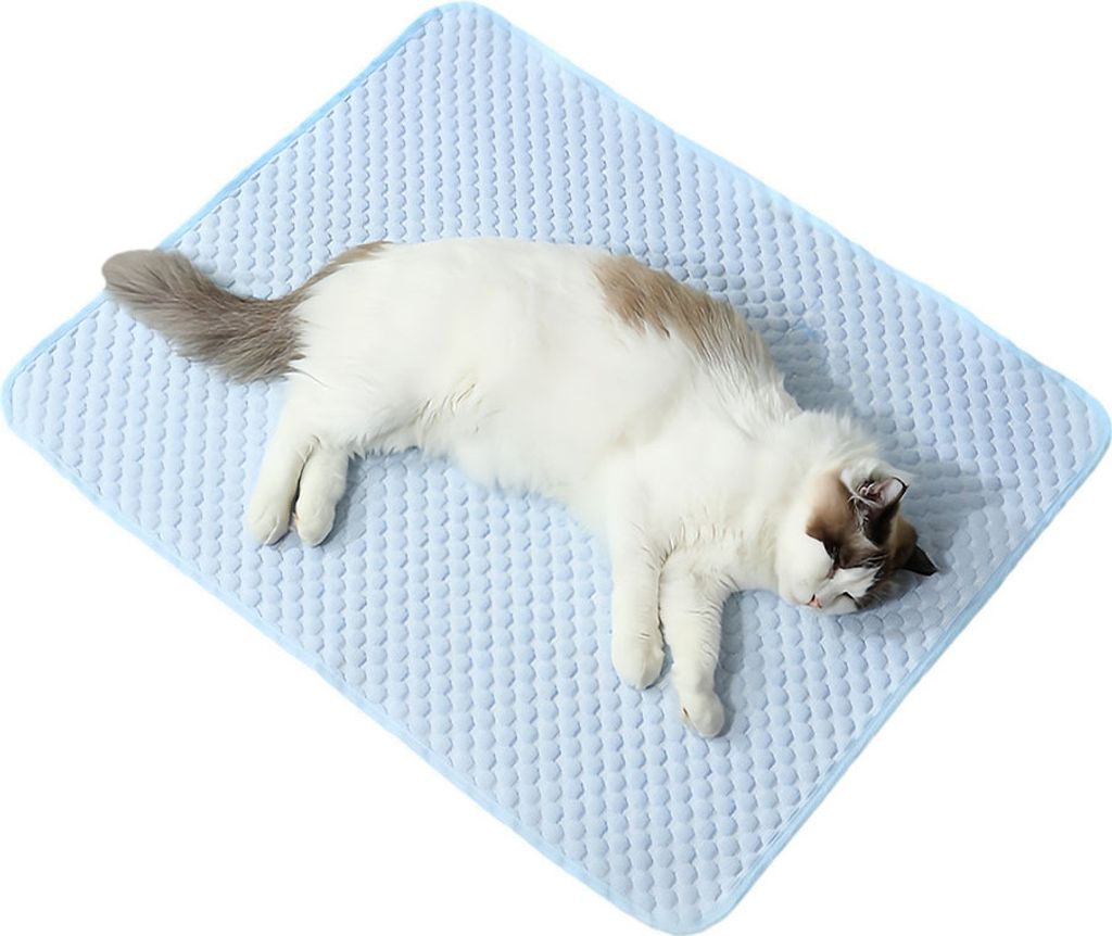 Sommer-Kühlmatte für Katzen und Hunde, atmungsaktives und supramolekulares Kühlmaterial, kühlende Schlafunterlage für Haustiere(Blau, 45x35cm)