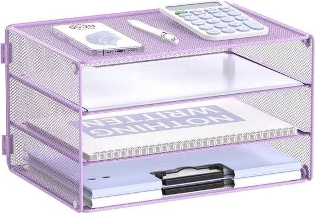 Büro-Organizer, 3-Schicht Briefumschlag, Papier-Organizer, Bürostuhl-Organizer für Zuhause und Büro, Lila