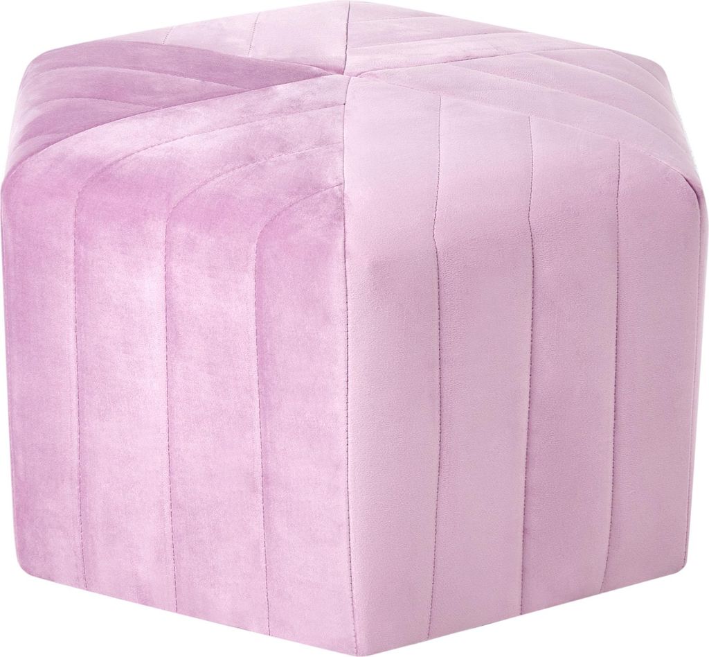 BELIANI Pouf Hellviolett Samt Gepolstert Gesteppt Sechseckig Modern Sitzhocker Ottoman Samthocker Fußhocker für Wohnzimmer Schlafzimmer