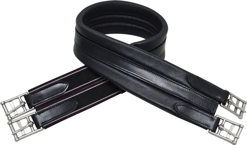 Sangle de dressage HyCOMFORT Atherstone 137 cm en cuir noir pour le sport