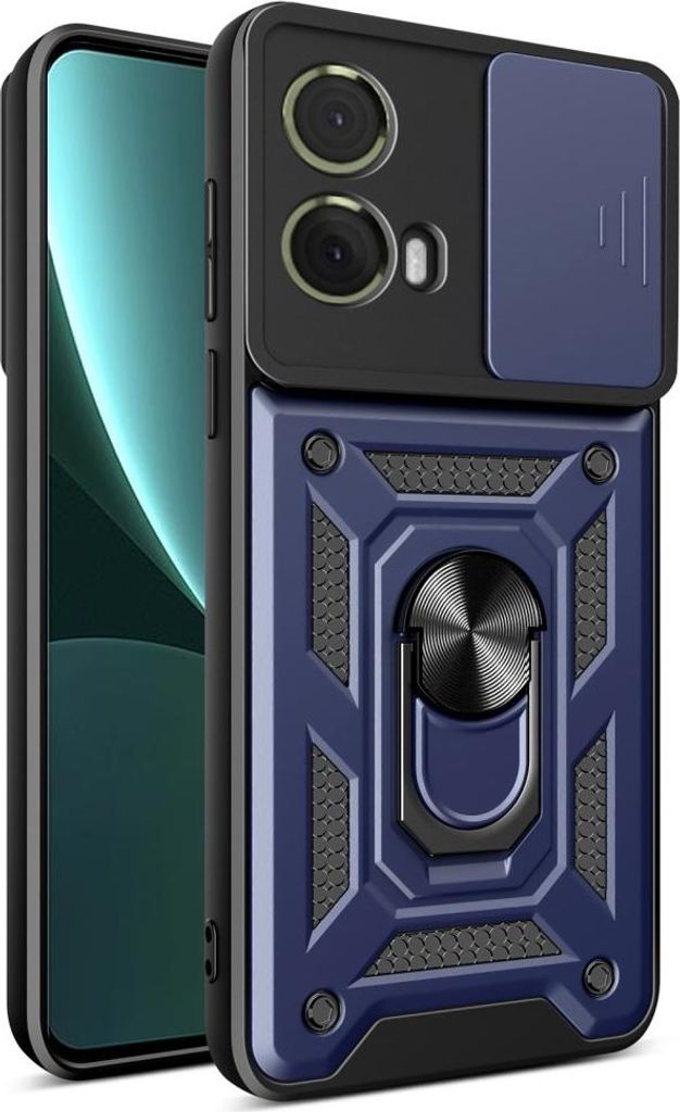 Motorola Moto G85 Hülle - Coverup Armor Ring Ständer Back Cover mit Kamera Schutz - Blau