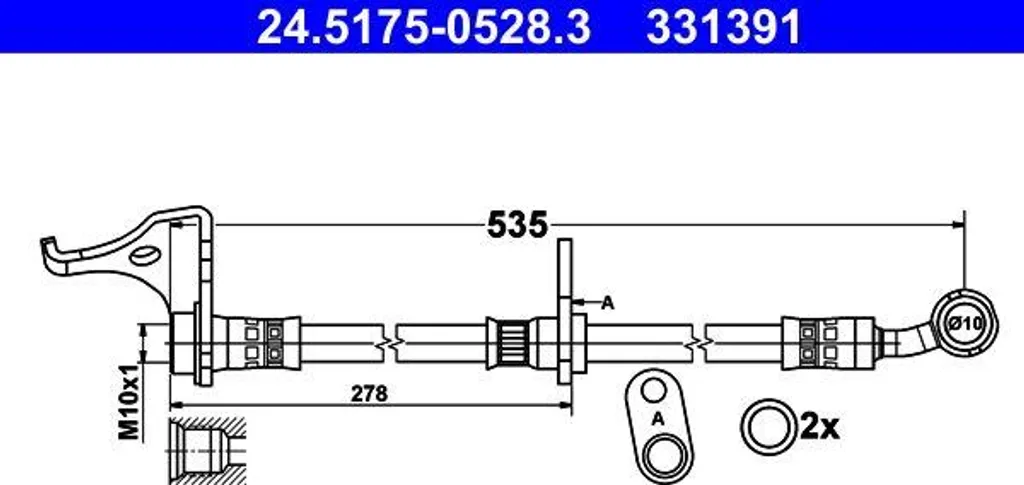 Flexible de Frein Haute Résistance ATE 24.5175-0528.3 - Homologué OE Honda
