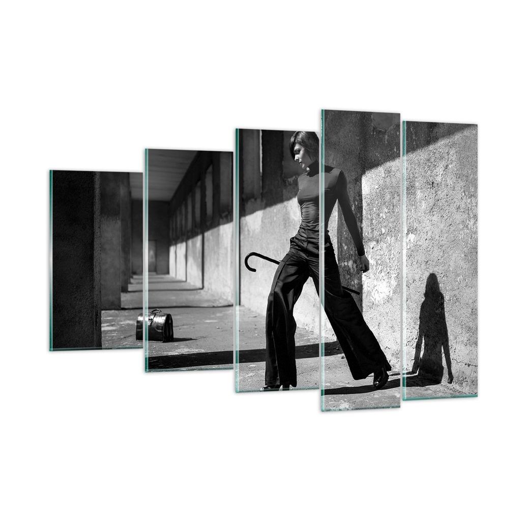 Bilder auf glas - 5 Teile - Fotografie Mode Frau - 150x100cm - Glasbilder - Wandbilder - Bilder - zum Aufhängen bereit - Wanddekoration aus Glas -...