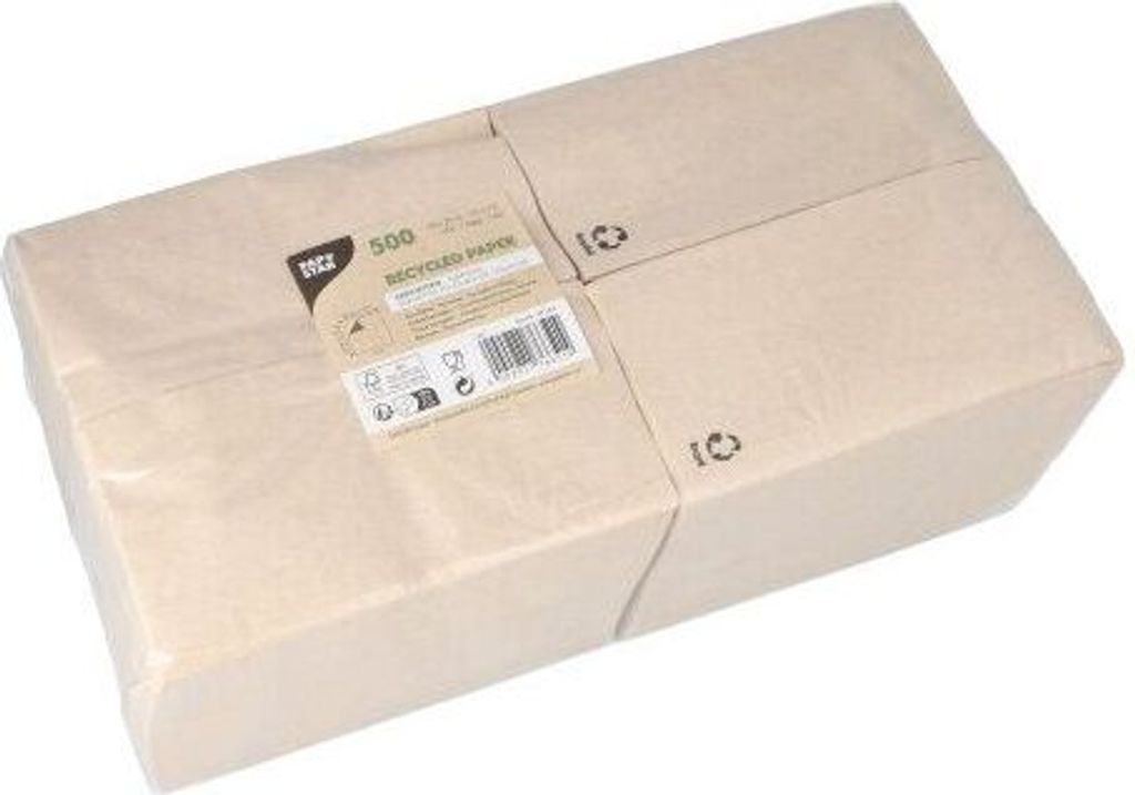 5000 Servietten, 1-lagig 1/8-Falz 33 cm x 33 cm natur aus recyceltem Papier
