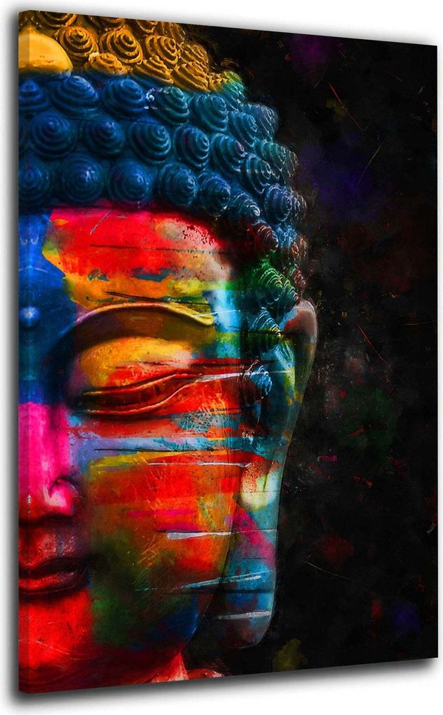 Buddha Pop Art Leinwandbild Wandbild Dekoration Kunst XL: 80x120x2cm