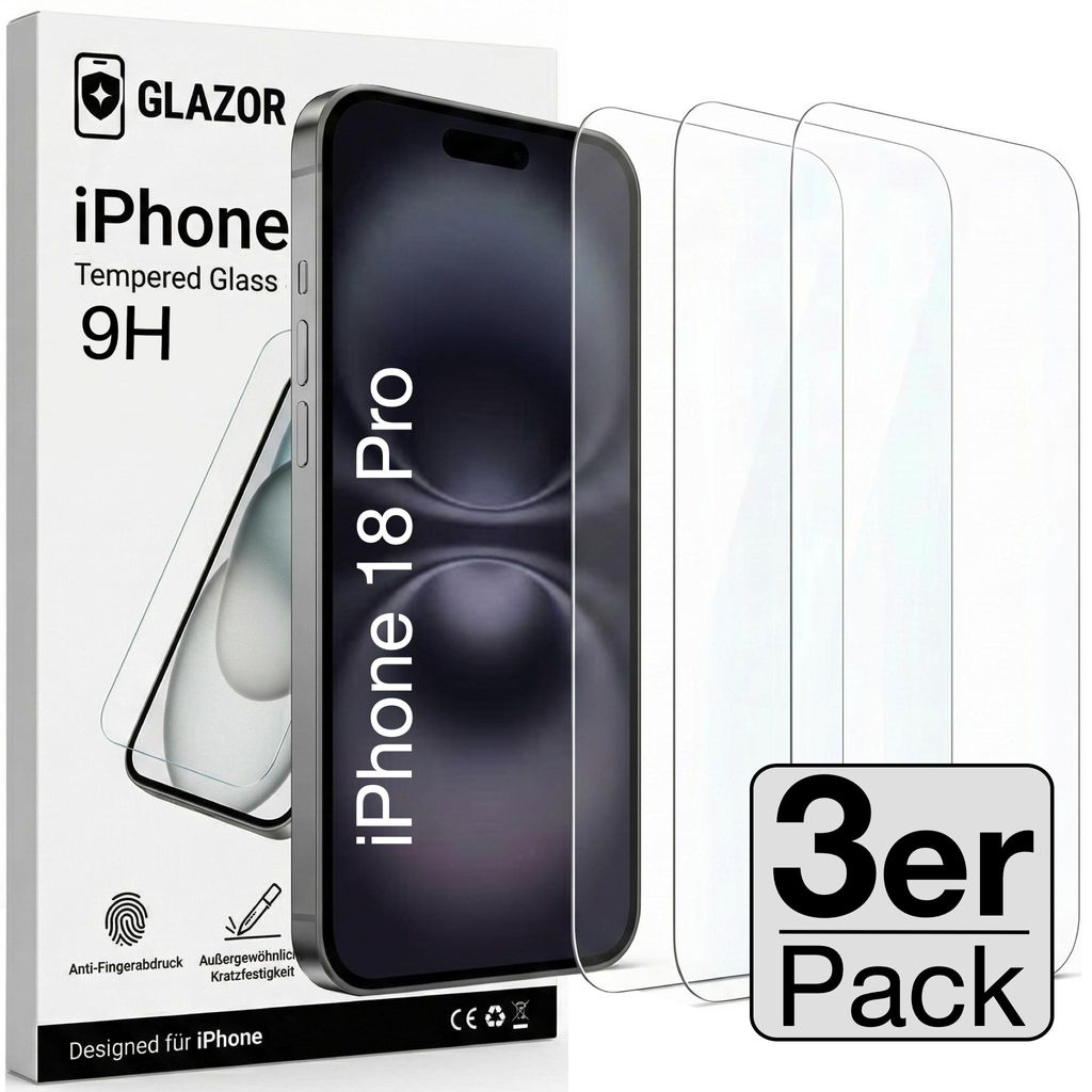 3x iPhone 18 Pro Panzerglas Panzerfolie Schutzglas Display Produktbild 