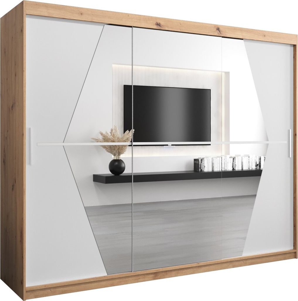 Kleiderschrank, Schiebetürenschrank Schlafzimmer, Schrank mit Spiegel BOLIWIA 250 cm