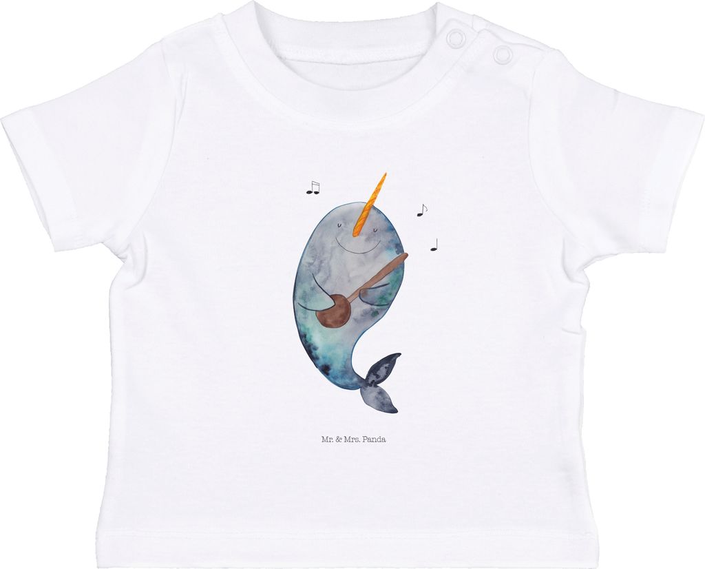 Mr. & Mrs. Panda Babyshirt Narwal Gitarre 6. - 12. Monat - Weiß - Geschenk, Gespräche, T-Shirt, Tanzen, Baby Shirt, Oberteil, Kleinkind, Probleme...