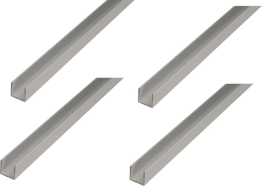 Alberts 4 x U-Profil, Aluminium, 10 x 15 x 10 x 1 mm, Länge 1 m, silberfarbig eloxiert