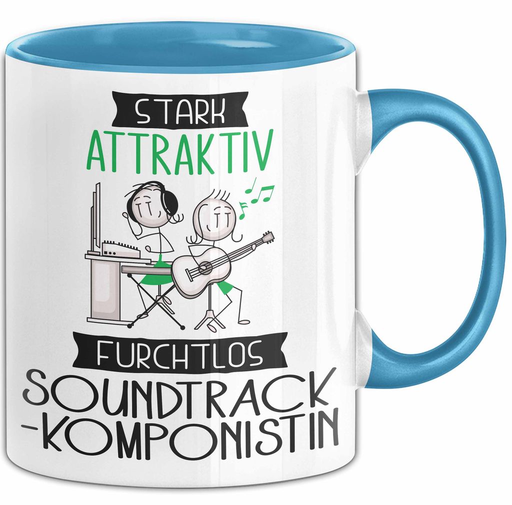 Soundtrack-Komponistin Tasse Geschenk Becher Stark Attraktiv Furchtlos Soundtrack-Komponistin Lustige Geschenkidee (Blau)