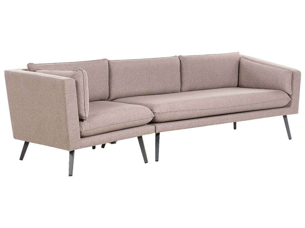 BELIANI Garten-Ecksofa Beige Stoffbezug L-förmig 3-Sitzer Modulsofa link seitig Modern Garten Terrasse Wohnzimmer Möbel Wohnecke Wohnlandschaft S...