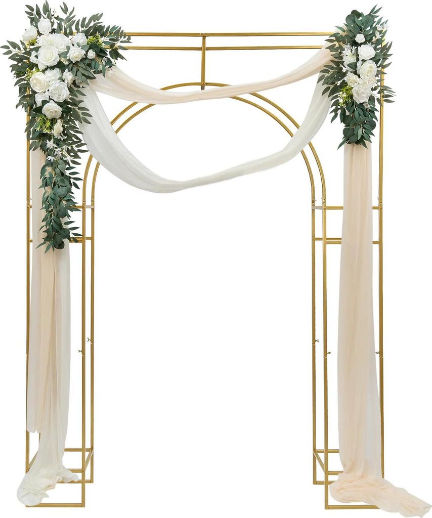 Hochzeitsbogen - Quadratischer Metall Ballonbogen Ständer/Rankgitter - 180×30×50 cm - Größe M - Gartenlaube & Hintergrund - Gold
