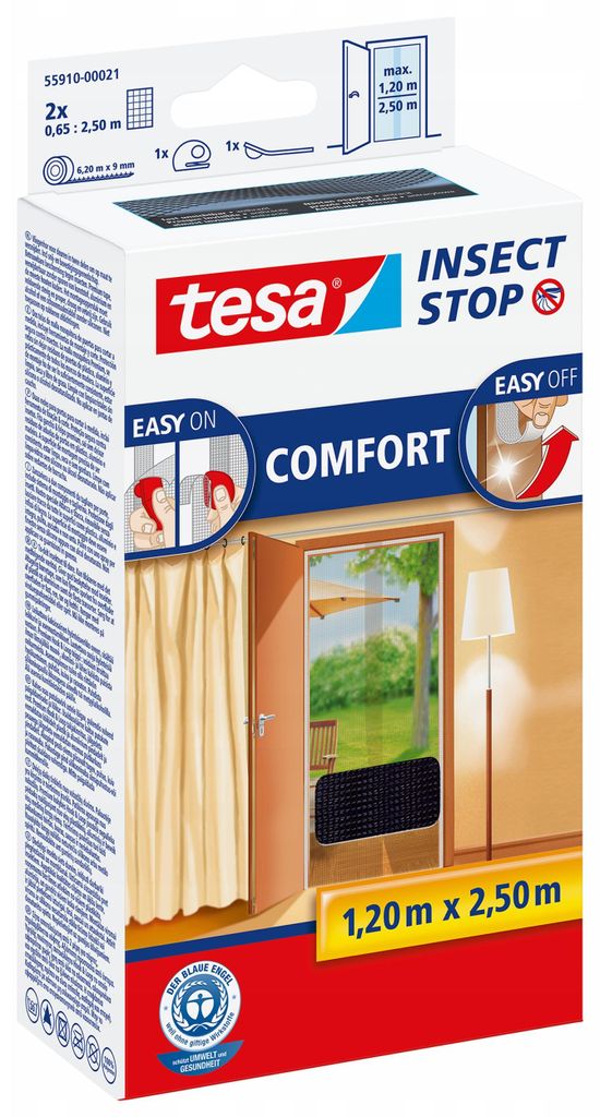 tesa vliegenhor COMFORT voor deuren, 2 stuks, elk 0,65 m x Productafbeelding 