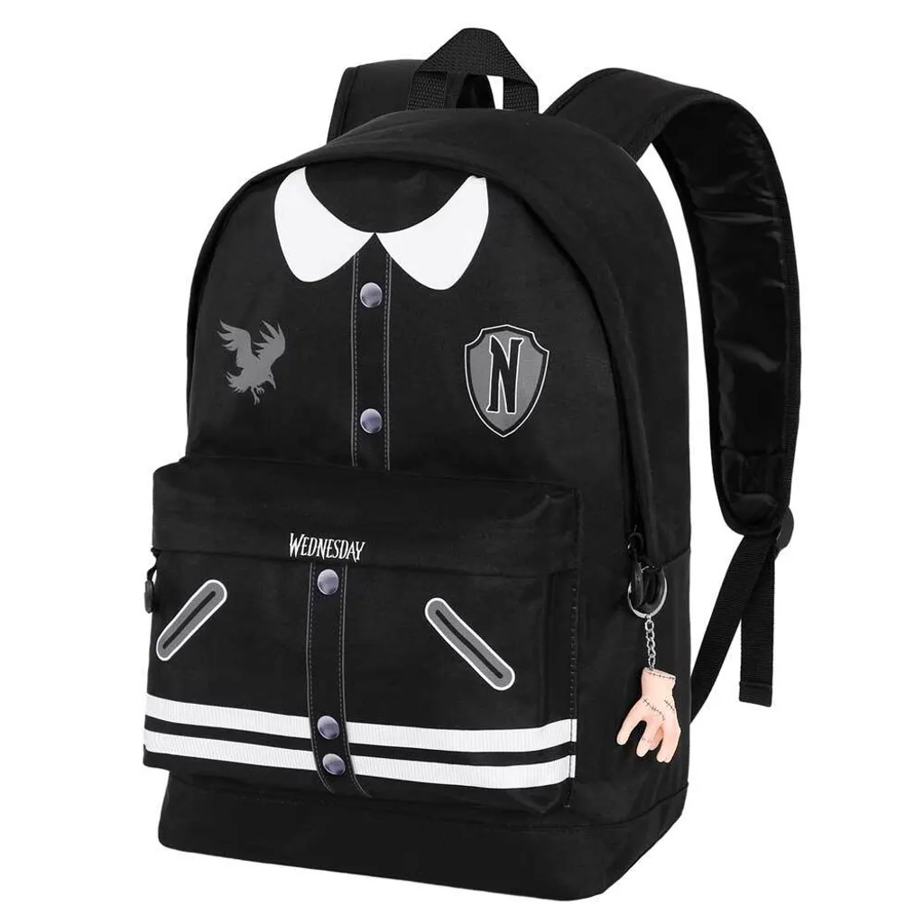 Sac à dos scolaire Mercredi style Université avec multiples poches - Noir